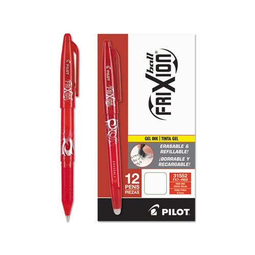 Frixion Ball Erasable Stick Gel Pen, Fine 0.7mm, Red Ink, Red Barrel