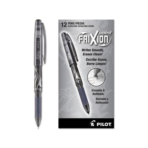 Frixion Point Erasable Stick Gel Pen, Extra-fine 0.5mm, Black Ink, Black Barrel