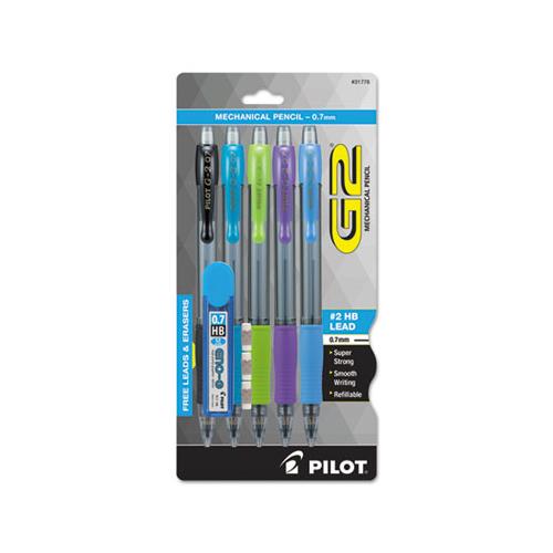 G2 Mechanical Pencil, 0.7 Mm, Hb (#2.5), Black Lead, Assorted Barrel Colors, 5-pack