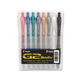 G2 Metallics Retractable Gel Pen, Fine 0.7 Mm, Assorted Ink-barrel, 8-pack