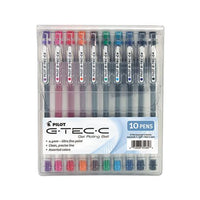 G-tec-c Ultra Stick Gel Pen, Ultra-fine 0.4 Mm, Assorted Ink, Clear Barrel, 10-pack