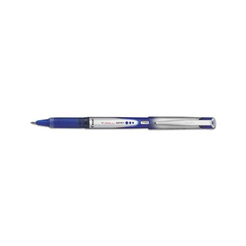 Vball Grip Liquid Ink Stick Roller Ball Pen, .7mm, Blue Ink, Blue-silver Barrel, Dozen