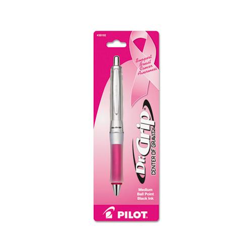Dr. Grip Center Of Gravity Retractable Ballpoint Pen, 1mm, Black Ink, Silver-pink Barrel