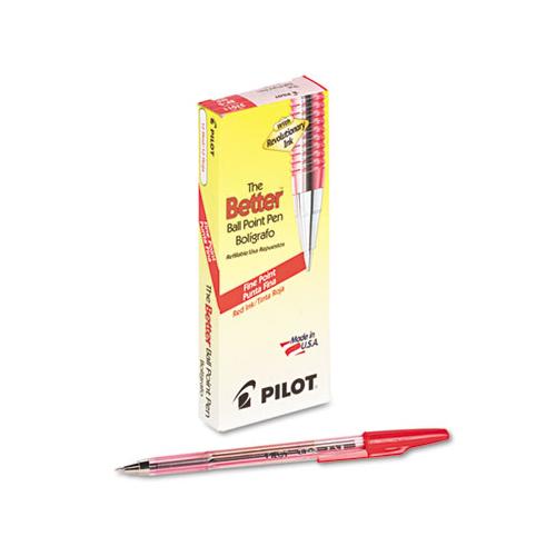 Better Stick Ballpoint Pen, Fine 0.7mm, Red Ink, Translucent Red Barrel, Dozen