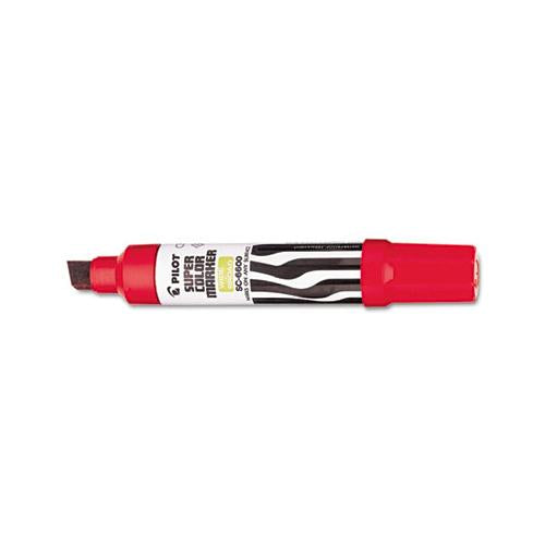 Jumbo Refillable Permanent Marker, Broad Chisel Tip, Red
