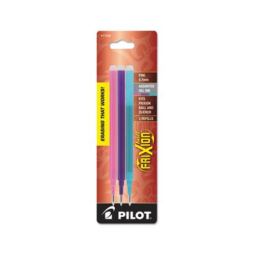 Refill For Pilot Frixion, Frixion Ball, Frixion Clicker And Frixion Lx Gel Pens, Fine Point, Assorted Ink Colors, 3-pack