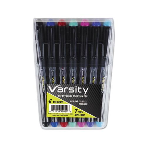 Varsity Fountain Pen, 1mm, Assorted Ink, Gray Pattern Wrap Barrel, 7-set