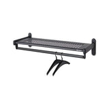 Metal Wall Shelf Rack, Powder Coated Textured Steel, 36w X 14.5d X 6h, Black