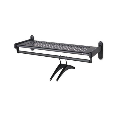 Metal Wall Shelf Rack, Powder Coated Textured Steel, 36w X 14.5d X 6h, Black