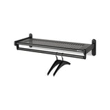 Metal Wall Shelf Rack, Powder Coated Textured Steel, 48w X 14.5d X 6h, Black