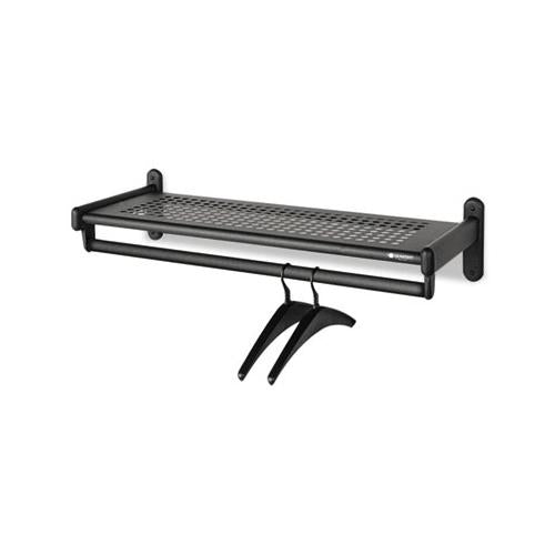 Metal Wall Shelf Rack, Powder Coated Textured Steel, 48w X 14.5d X 6h, Black
