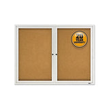 Enclosed Cork Bulletin Board, Cork-fiberboard, 48" X 36", Silver Aluminum Frame