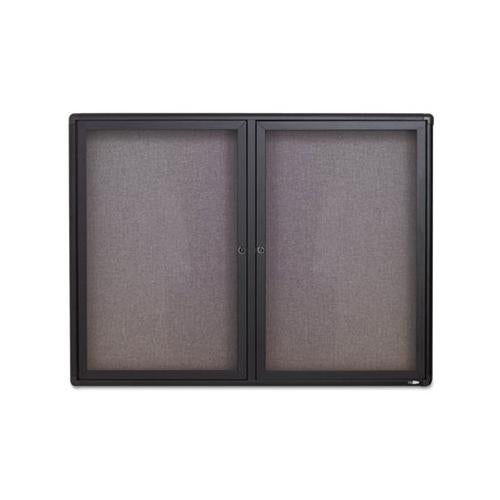 Enclosed Fabric-cork Board, 48 X 36, Gray Surface, Graphite Aluminum Frame