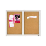 Enclosed Bulletin Board, Natural Cork-fiberboard, 48 X 36, Silver Aluminum Frame