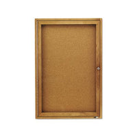 Enclosed Bulletin Board, Natural Cork-fiberboard, 24 X 36, Oak Frame