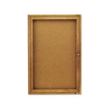 Enclosed Bulletin Board, Natural Cork-fiberboard, 24 X 36, Oak Frame