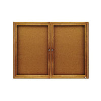 Enclosed Bulletin Board, Natural Cork-fiberboard, 48 X 36, Oak Frame