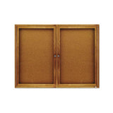 Enclosed Bulletin Board, Natural Cork-fiberboard, 48 X 36, Oak Frame