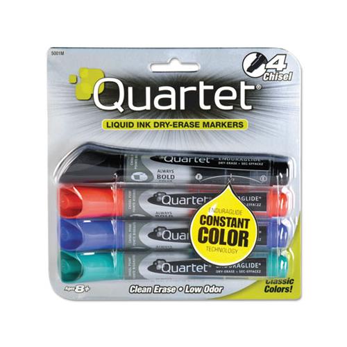 Enduraglide Dry Erase Marker, Broad Chisel Tip, Assorted Colors, 4-set