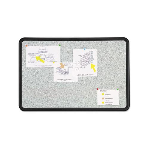Contour Granite Gray Tack Board, 48 X 36, Black Frame