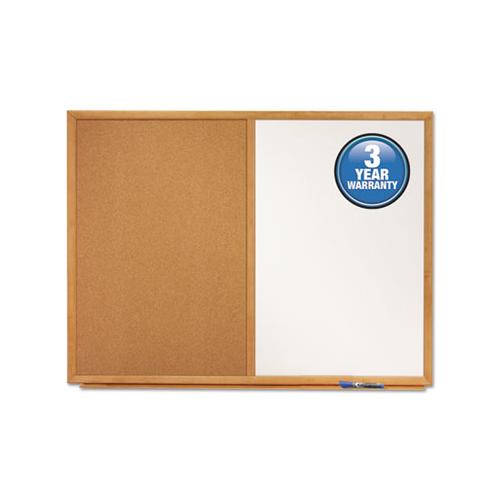 Bulletin-dry-erase Board, Melamine-cork, 36 X 24, White-brown, Oak Finish Frame