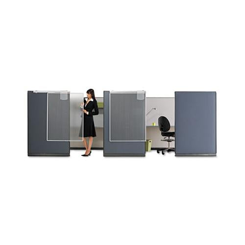 Workstation Privacy Screen, 36w X 48d, Translucent Clear-silver