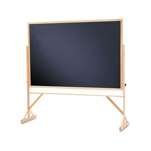 Reversible Chalkboard, 72 X 48, Black Surface, Oak Frame