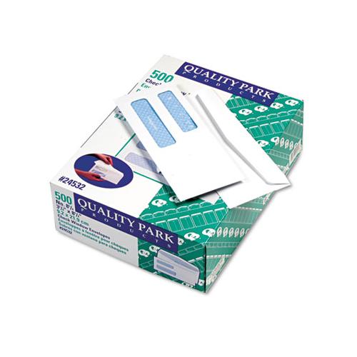 Double Window Security-tinted Check Envelope, #8 5-8, Commercial Flap, Gummed Closure, 3.63 X 8.63, White, 500-box