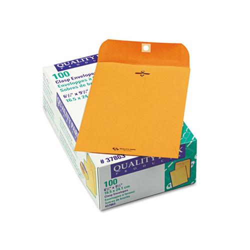 Clasp Envelope, #63, Cheese Blade Flap, Clasp-gummed Closure, 6.5 X 9.5, Brown Kraft, 100-box