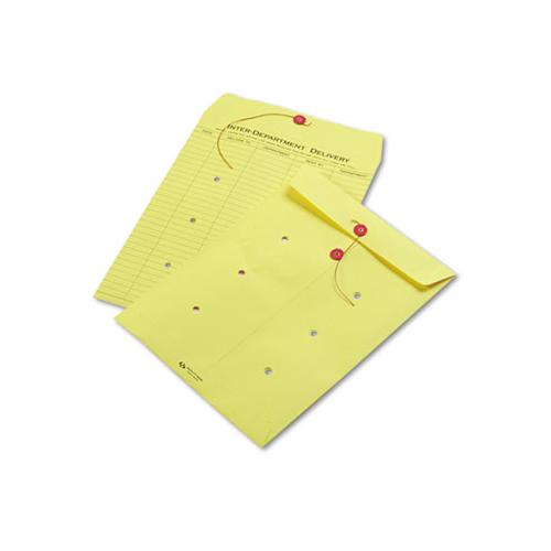 Colored Paper String & Button Interoffice Envelope, #97, One-sided Five-column Format, 10 X 13, Yellow, 100-box