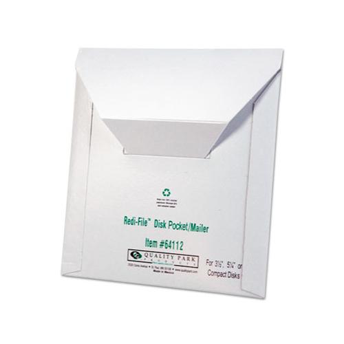 Redi-file Disk Pocket-mailer, Cd-dvd, Square Flap, Perforated Flap Closure, 6 X 5.88, White, 10-pack