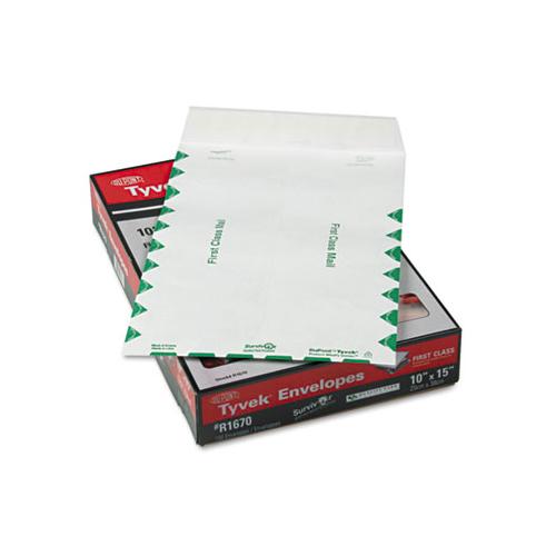 First Class Catalog Mailers, Dupont Tyvek, #15, Cheese Blade Flap, Redi-strip Closure, 10 X 15, White, 100-box