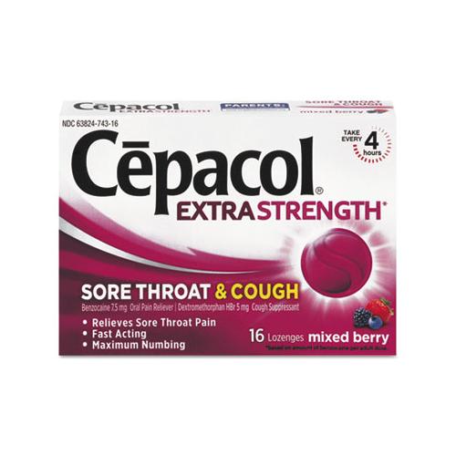 Sore Throat And Cough Lozenges, Mixed Berry, 16-pack, 24 Packs-carton