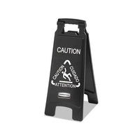 Executive 2-sided Multi-lingual Caution Sign, Black-white, 10 9-10 X 26 1-10