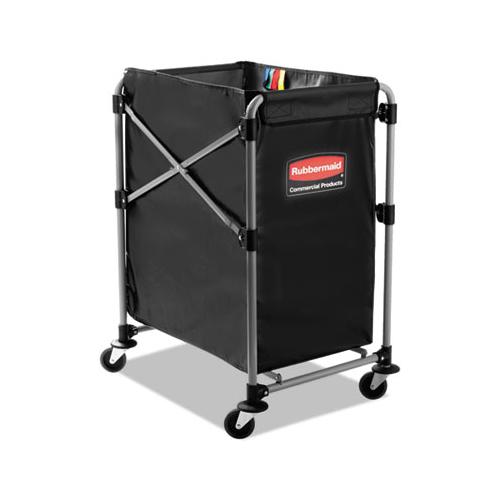 Collapsible X-cart, Steel, Four Bushel Cart, 20.33w X 24.1d X 34h, Black-silver