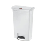 Slim Jim Resin Step-on Container, Front Step Style, 13 Gal, White