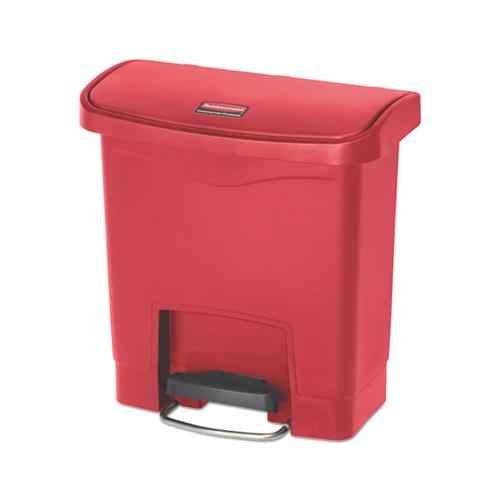 Slim Jim Resin Step-on Container, Front Step Style, 4 Gal, Red