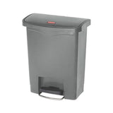 Slim Jim Resin Step-on Container, Front Step Style, 8 Gal, Gray