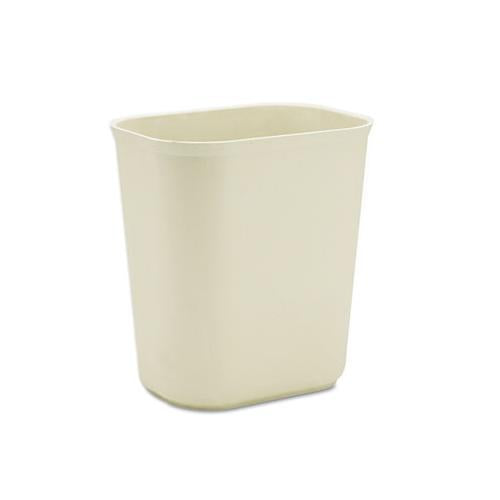 Fire-resistant Wastebasket, Rectangular, Fiberglass, 3.5 Gal, Beige