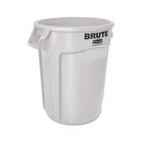 Round Brute Container, Plastic, 10 Gal, White