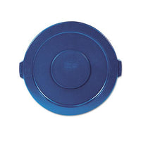 Round Flat Top Lid, For 32 Gal Round Brute Containers, 22.25" Diameter, Blue