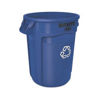 Brute Recycling Container, Round, 32 Gal, Blue