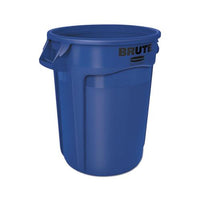 Round Brute Container, Plastic, 32 Gal, Blue