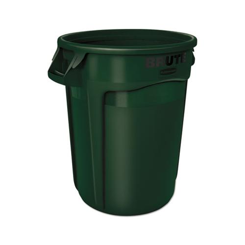 Round Brute Container, Plastic, 32 Gal, Dark Green
