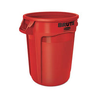 Round Brute Container, Plastic, 32 Gal, Red