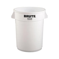 Round Brute Container, Plastic, 32 Gal, White