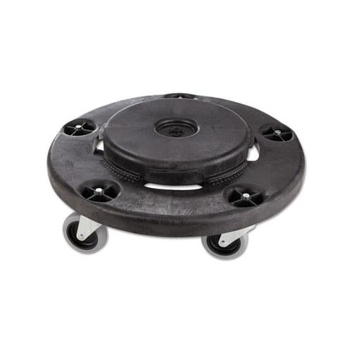 Brute Round Twist On-off Dolly, 250 Lb Capacity, 18" Dia X 6.63"h, Fits 20-55 Gallon Brute Containers, Black