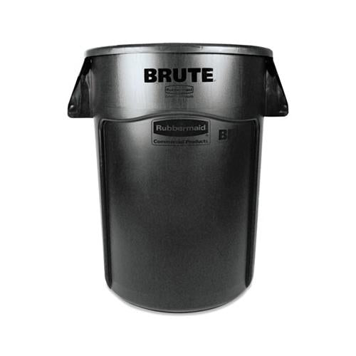 Brute Vented Trash Receptacle, Round, 44 Gal, Black