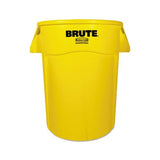 Brute Vented Trash Receptacle, Round, 44 Gal, Yellow