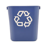 Small Deskside Recycling Container, Rectangular, Plastic, 13.63 Qt, Blue